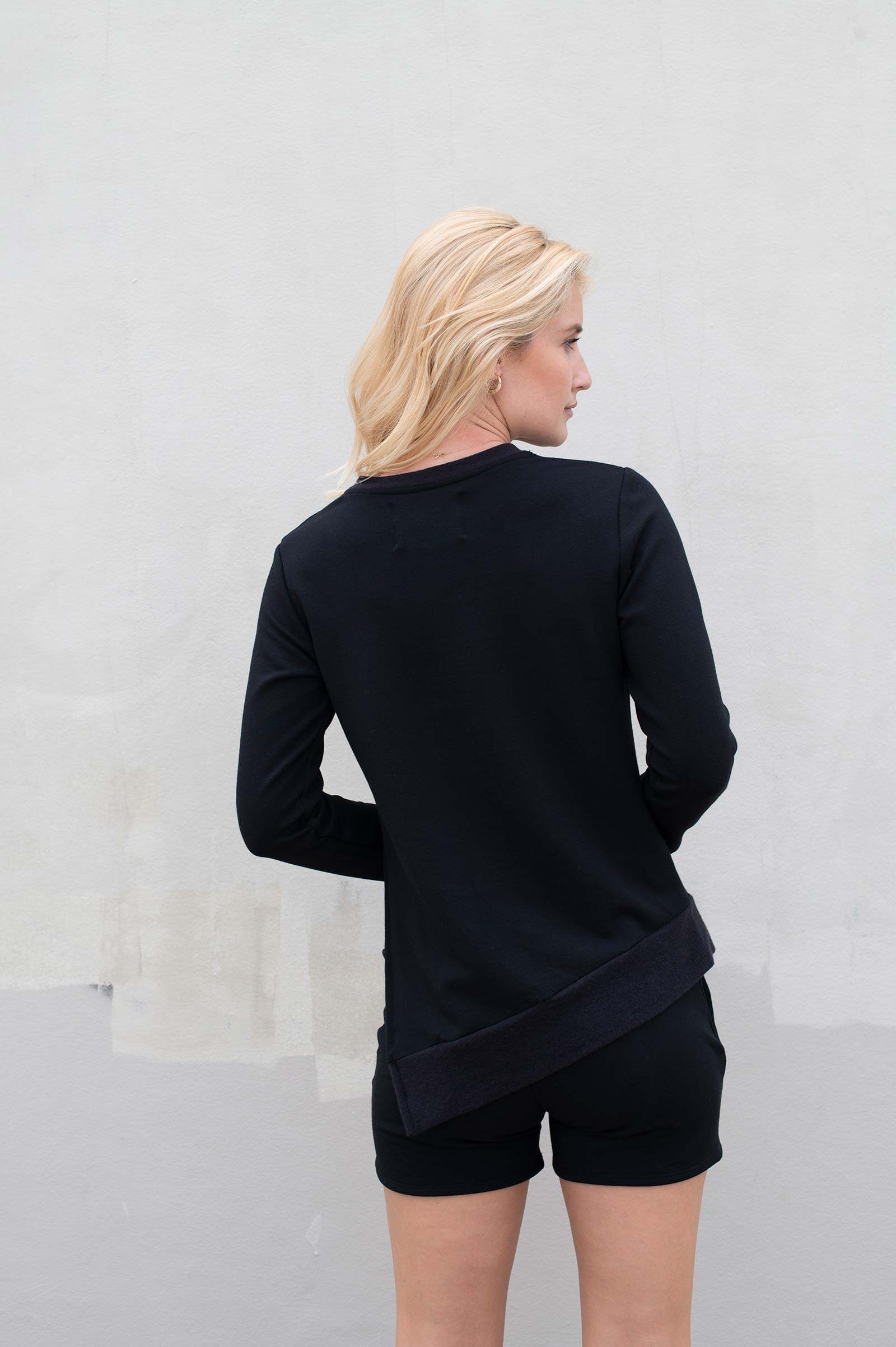 Women’s Asymmetrical Pullover Obsidian Black - Final Sale