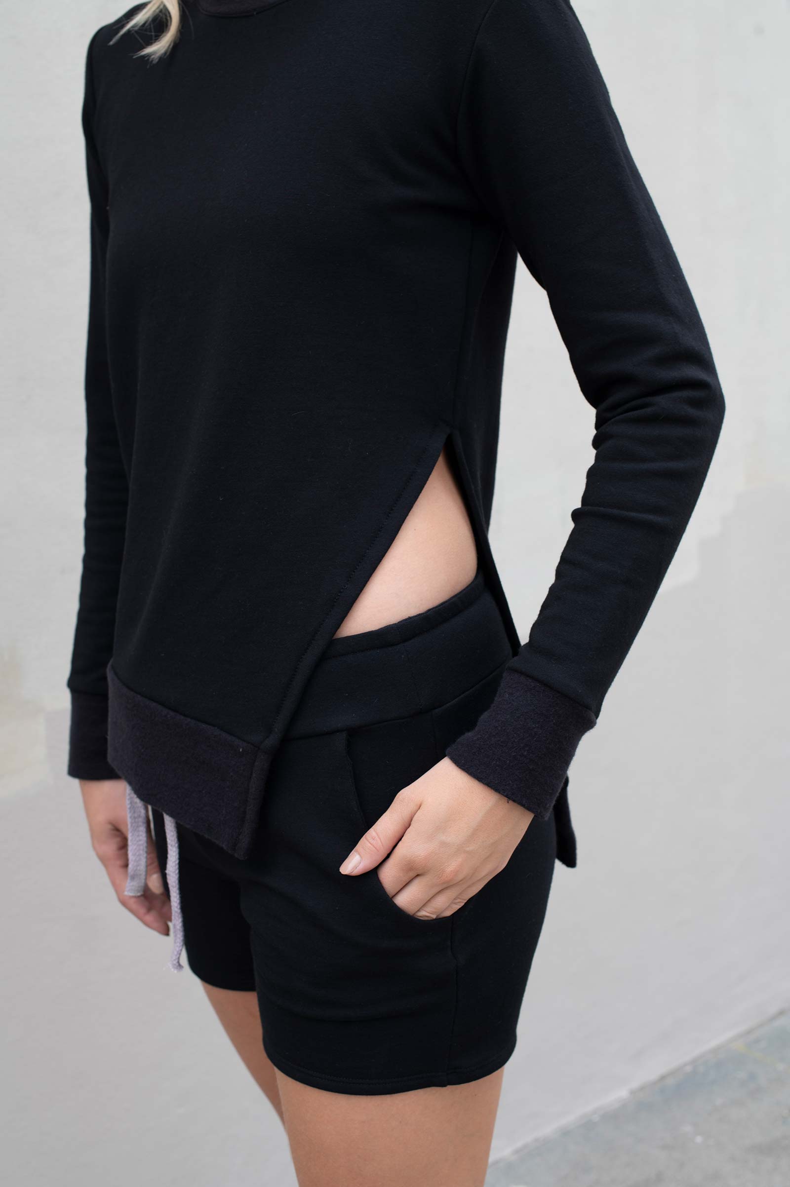 Women’s Asymmetrical Pullover Obsidian Black - Final Sale